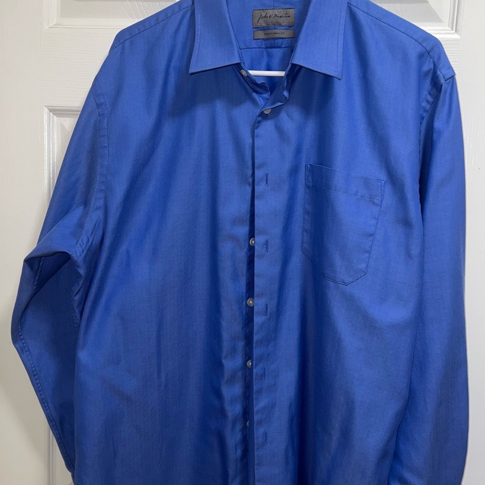 Johnston & Murphy Dress‎ Shirt Blue Button Down Collar Long Sleeve Men Size XL